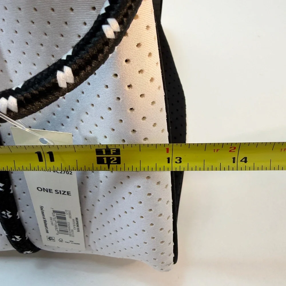 No Boundaries Neoprene Tote Bag White Black Colorblock Perforated Athleisure